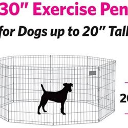 New World Dog Exercise Pen & Playpen, 24" W x 30" H, No Door, Black 