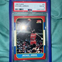 1986 Michael Jordan Fleer Rookie Card Psa 8