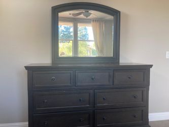 Dark Brown Wood Dresser with Mirror – Good Condition, 8 Drawers - Fremont, CA