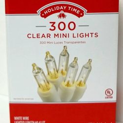 300 Clear Mini Lights White Wire Lighted 60.61 Ft