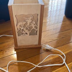 Vintage Kokopelli Flute Player Dancer Table Lamp Wood Southwestern