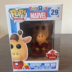 VAULTED EXCLUSIVE Geoffrey as Iron Man Funko Pop #29 Marvel Ad Icons Giraffe Toy
