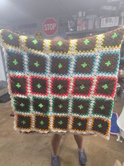 Handmade Crochet Granny Square Afghan Blanket