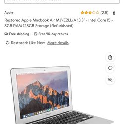 Apple Macbook Air MJVE2LL/A 13.3" - Intel Core I5 - 8GB RAM 128GB Storage