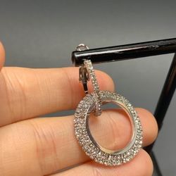 Full Crystal Circle Earrings for Women Luxury Round Shiny, Silver Color