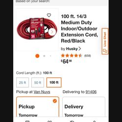 Husky 100FT Extension Cord 14 Gauge