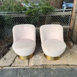 CB2 Simone Mink Faux Mohair Blush Chairs (a Set)
