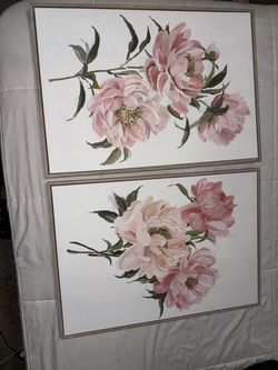 Floral Peony Canvas Wall Art Set of 2