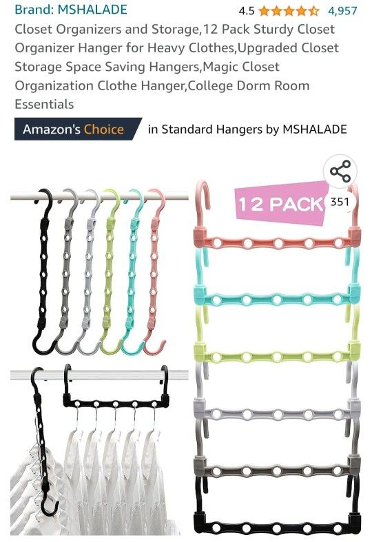 New! 12pk Closet Organizer Hangers