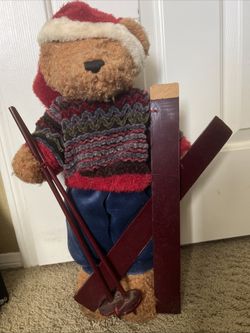 Vintage MTY international ski 20” christmas teddy bear