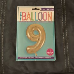 New Unique 9 Balloon 34 “ Giant Gold Foil Inflate With Helium Or Air Party Decoration Birthday Age