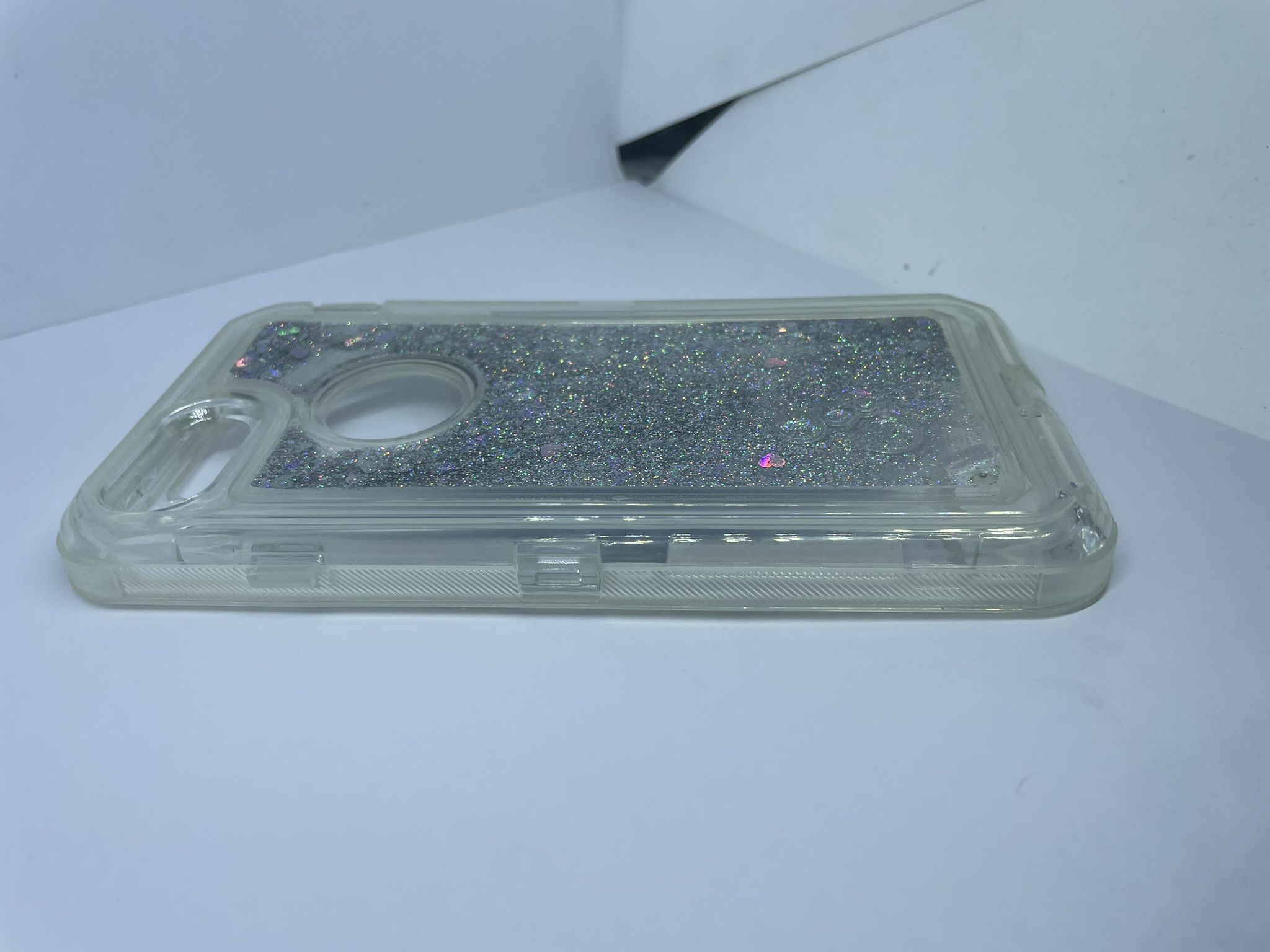 For iPhone 6 Plus , 7 Plus IPhone 8 Plus Liquid Glitter Silver Case Cover Protector