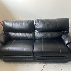 Black Leather Couch And Love Seat Fully Electric