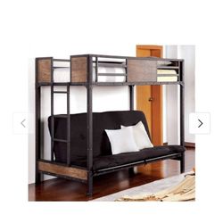 Clapton Black Twin Loft Bed with Futon Base