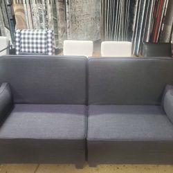 Dark Gray Fabric Sleeper Sofa With Pillows (New)