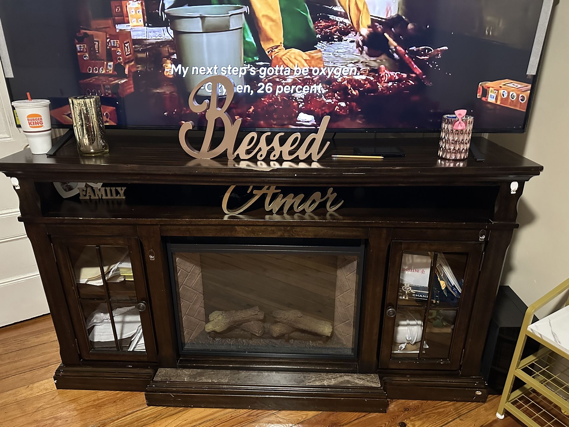 86” TV Stand & Electric Fireplace