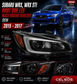 SUBARU WRX, WRX STI RIGHT SIDE LED BLACK HOUSING HEADLIGHT OEM 2015  -  2017