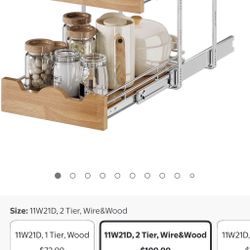 Pull-Out Cabinet Organizer 11” x 21” – 2 Tier (NEW)