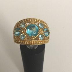 gorgeous gold over silver blue topaz ring