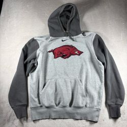 Vintage Nike Arkansas Razorbacks Center Swoosh Hoodie Men’s XL Gray RARE#2054