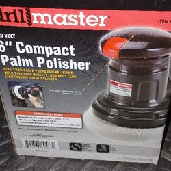 NEW 'DRILL MASTER' 120V 6" COMPACT PALM POLISHER WITH ICLUDED MICROFIBER CLOTHS/5-6" TERRY BONNET CLOTHS