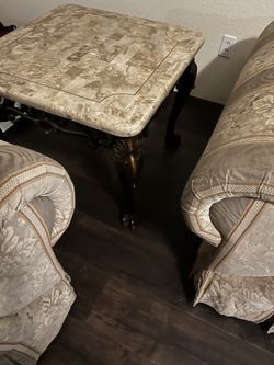 couch, loveseat, and coffee table, and End table