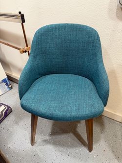 Mid Century Modern Walnut and Teal Accent Chair