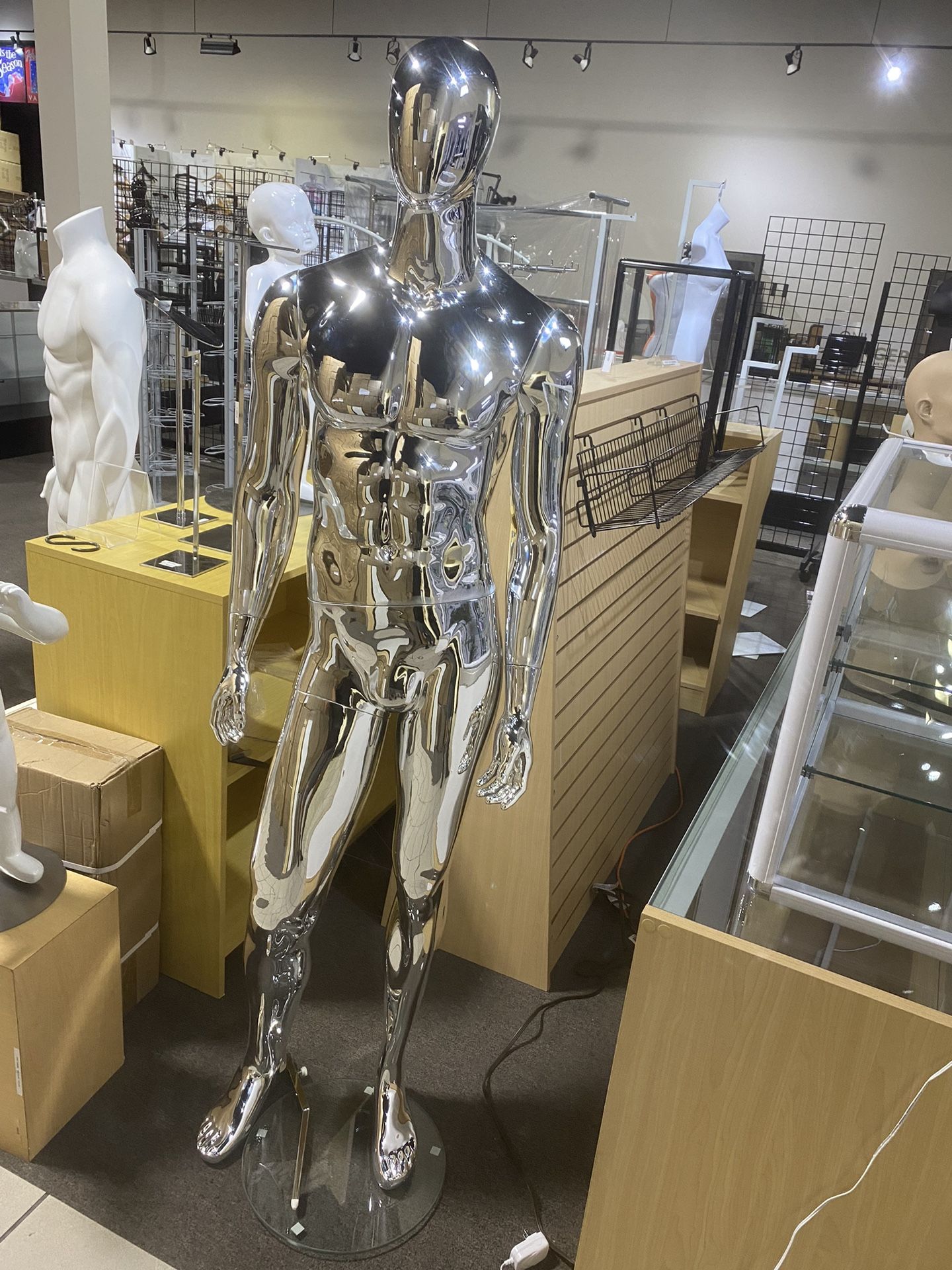 Male And Female Chrome Mannequins