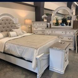 New In Box Bedroom Set 4-Piece Ready For Delivery QB, Dresser Mirror Nightstand