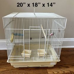 White Bird Cage – 20” H x 18” W x 14” D – Includes Accessories