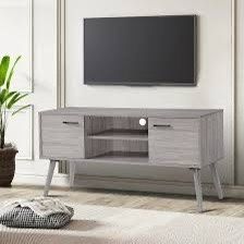 48” Gray Mid-Century Modern TV / Media Stand w/ Storage [NEW IN BOX] **Retails for $178