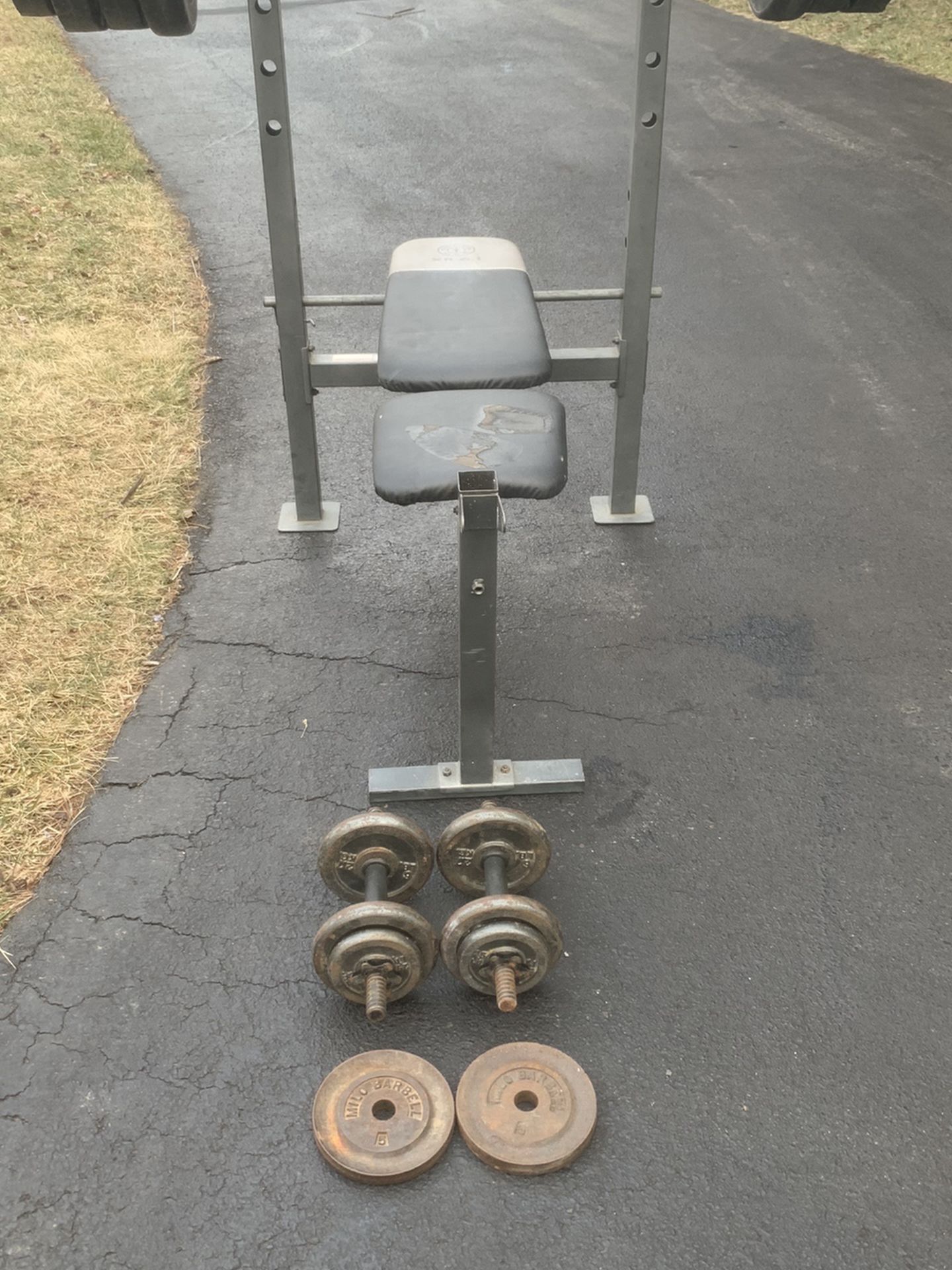 Home Gym- Adjustable Bench/rack W/ 170lbs Weight Set Adjustable Dumbbells