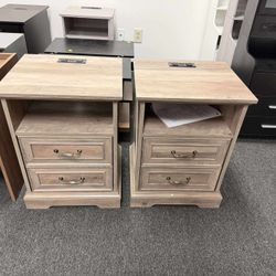 Set of 2, Nightstand with Charging Station,18" Wide End Table