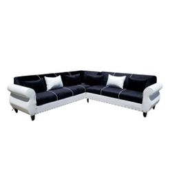 BRAND NEW 9X9FT SECTIONAL SOFA  BLACK FABRIC COMBO 