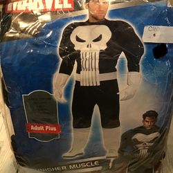 Marvel Punisher Muscle Costume Adult Plus 48-52 -Preowned 