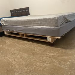 BoHo Chic Queen Size Pallet Platform  Plus Mattress and Box Spring. $200 obo
