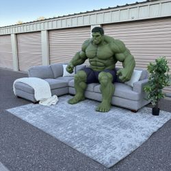 Living Spaces Bonaterra Sand Reversible Sofa-Chaise + Storage Ottoman