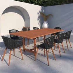 BRAND NEW 9 Piece Rectangular Extendable Dining Set | 100% FSC Certified Solid Wood | Ideal Furniture Set for Outdoor