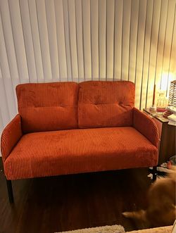 47" Small Orange/Rust Loveseat Sofa Couch for Small Spaces