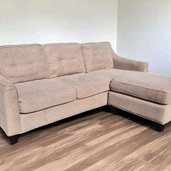 Beige Sofa Sectional With Reversible Chaise