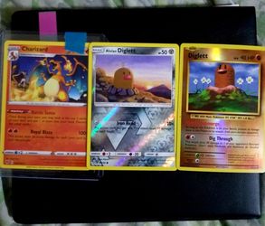 Pokemon Card Charizard, Digglet Holo And Another Dighlet Holo 