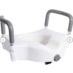 Brand New Vaunn Raised Toilet Seat and Elevated Commode Booster Seat Riser with Removable Padded Grab bar Handles & Locking Mechanism