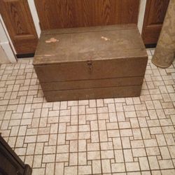 Vintage Wood Storage Chest/32 X 17 X 17 Inches 