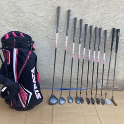 Women's Slazenger, Cleveland, Ping LH Golf Clubs & Callaway Bag
