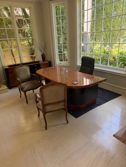 Italian Luxury Executive Office Suite - High-Gloss Burl Wood & Black Lacquer (6-Piece Set)