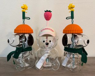 Starbucks Snoopy / Bearista Glass Cups