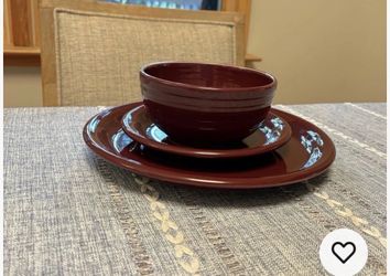 Fall Harvest Seasonal Color Fiesta Clarette Cinnabar 3 Piece Homer Laughlin Dinner Salad Plate Bowl (10 place settings available)