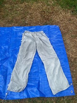 Coco & Shay Gray Parachute Track Pants with Side Ties - SIZE MEDIUM