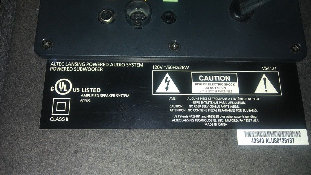 Altec Lansing VS4121 2.1 Speaker System | Subwoofer & Amplified  Altec Lansing VS4141 2.1 Subwoofer Computer Speaker System 3 pieces