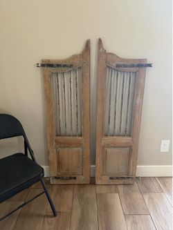 Vintage Wood Saloon Doors with Metal Bars